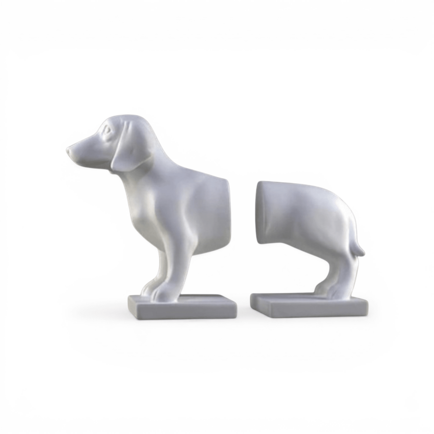 Resin Dachshund Bookend - White - Pooch Luxury