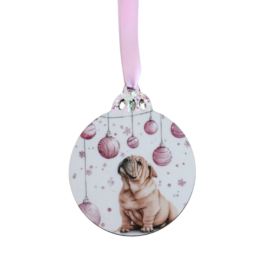Shar - Pei Christmas Bauble – Pink Baubles Edition - Pooch Luxury