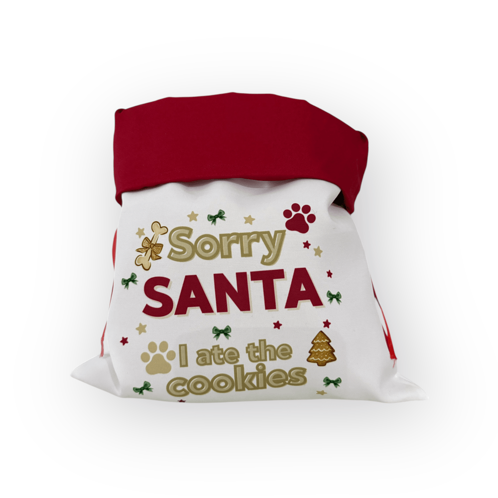 Sorry Santa I Ate The Cookies Dog Santa Sack - Pooch Luxury