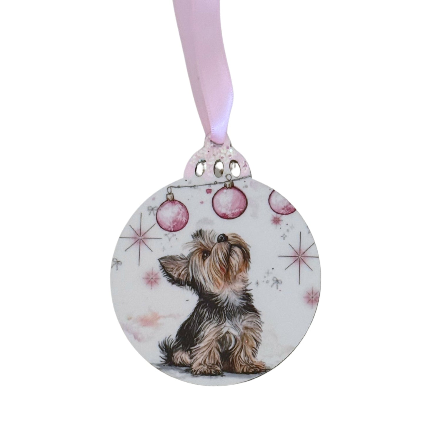 Yorkie Christmas Bauble – Pink Baubles Edition - Pooch Luxury
