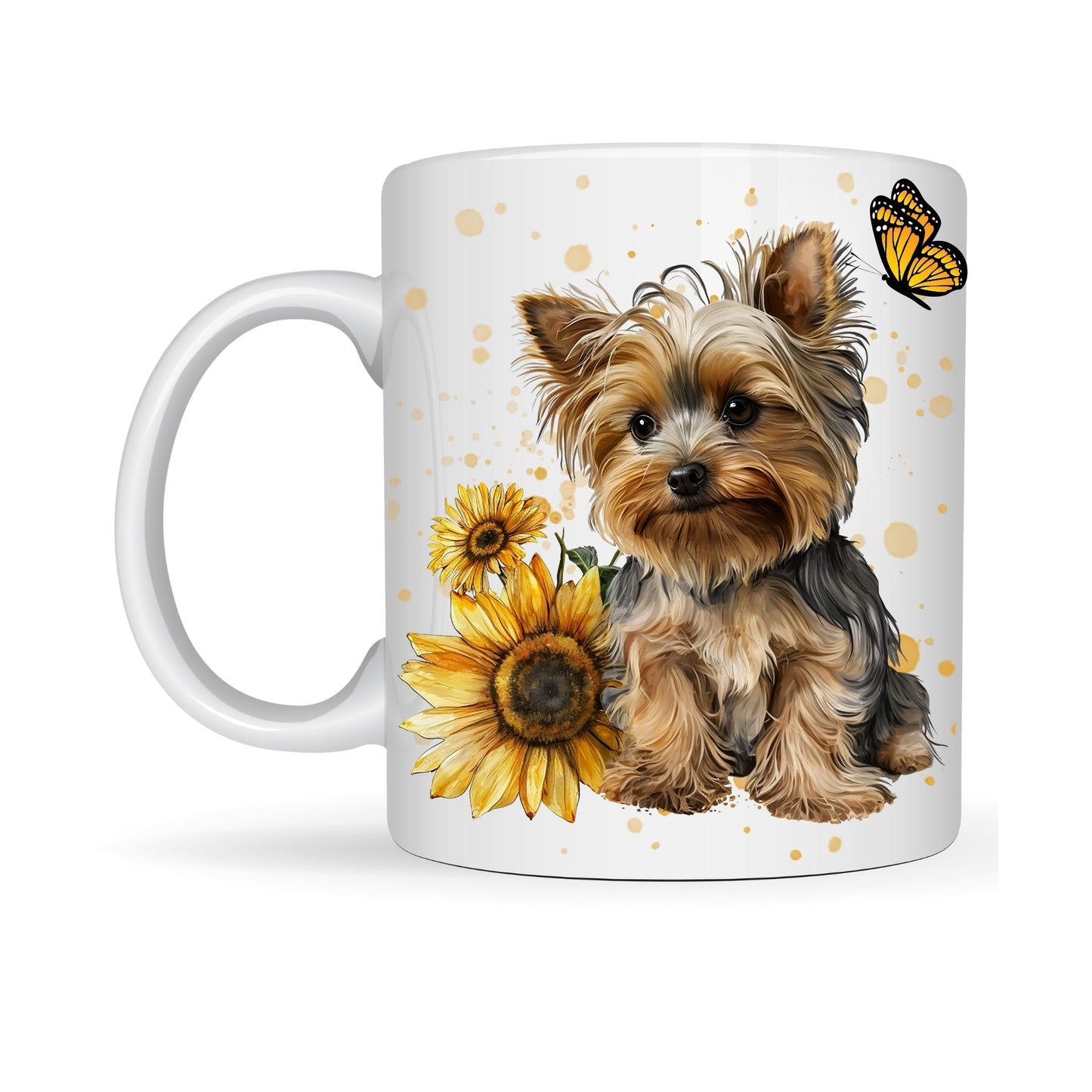 Yorkie with Sunflowers & Butterflies Coffee Mug - Pooch Luxury