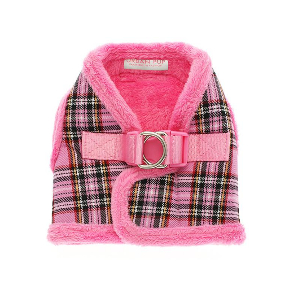 Pink Tartan Luxury Fur Lined Harness - Pooch Luxury