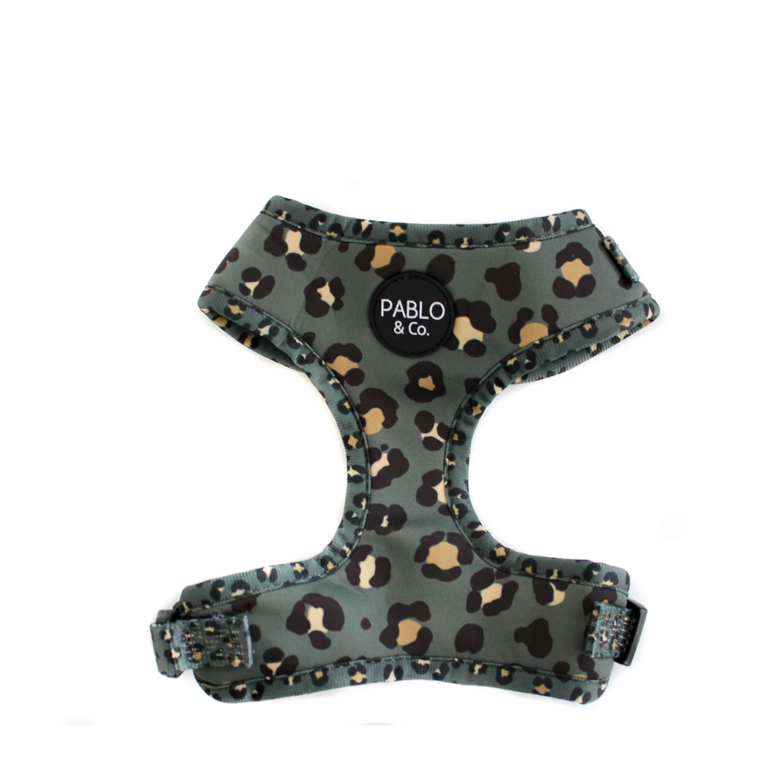 Khaki Leopard Adjustable Harness - Pooch Luxury