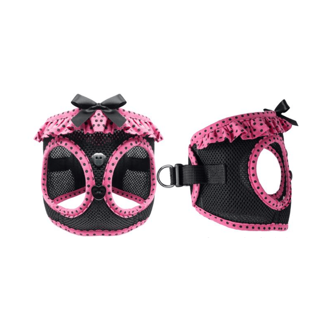 American River Choke Free Dog Harness - Hot Pink and Black Polka Dot - Pooch Luxury