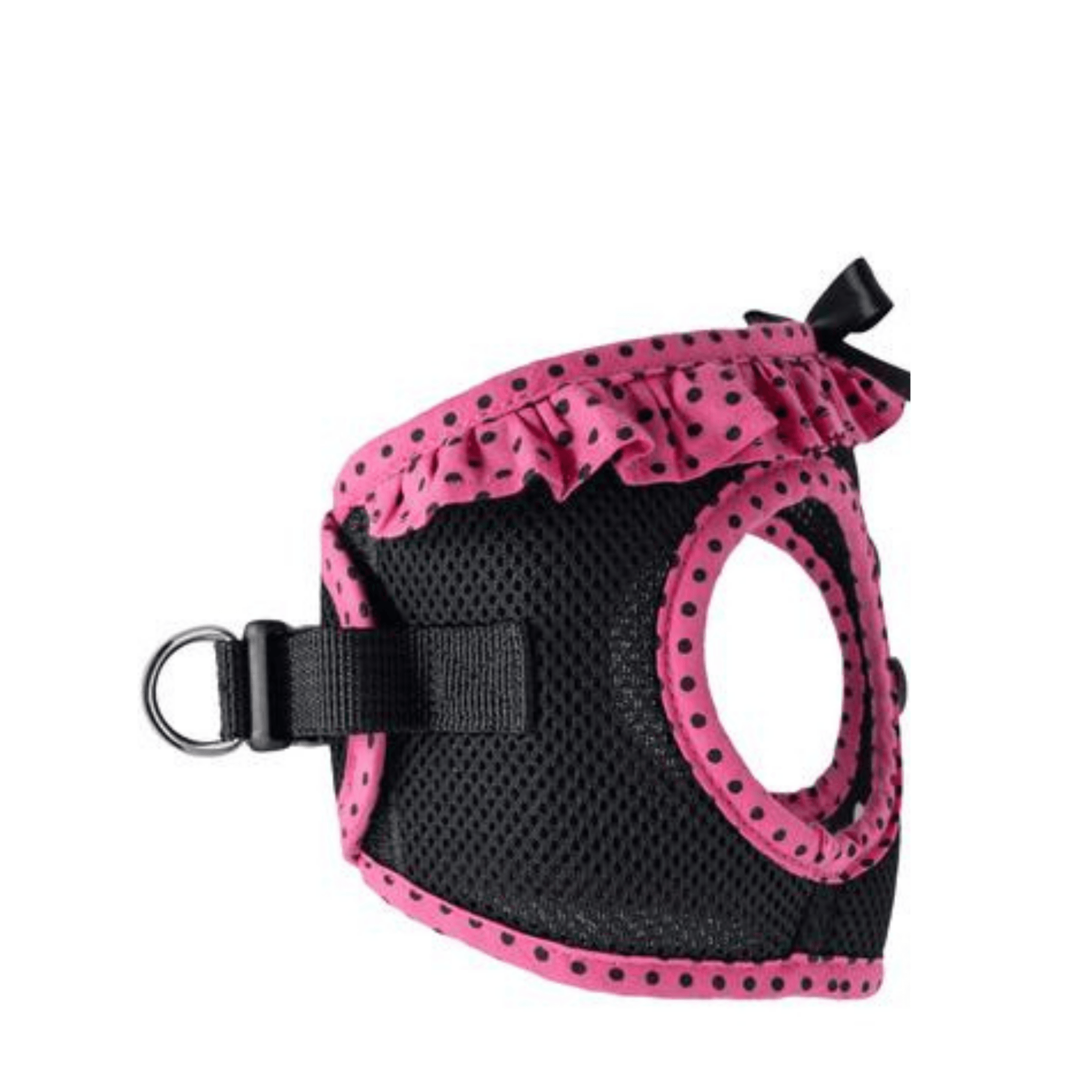 American River Choke Free Dog Harness - Hot Pink and Black Polka Dot - Pooch Luxury