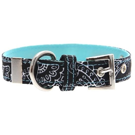 Black and Blue Paisley Collar - Pooch Luxury