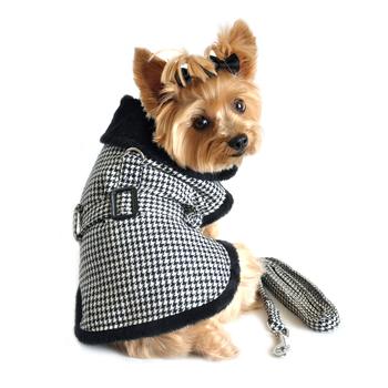 Black and White Classic Houndstooth Dog Coat - Pooch Luxury