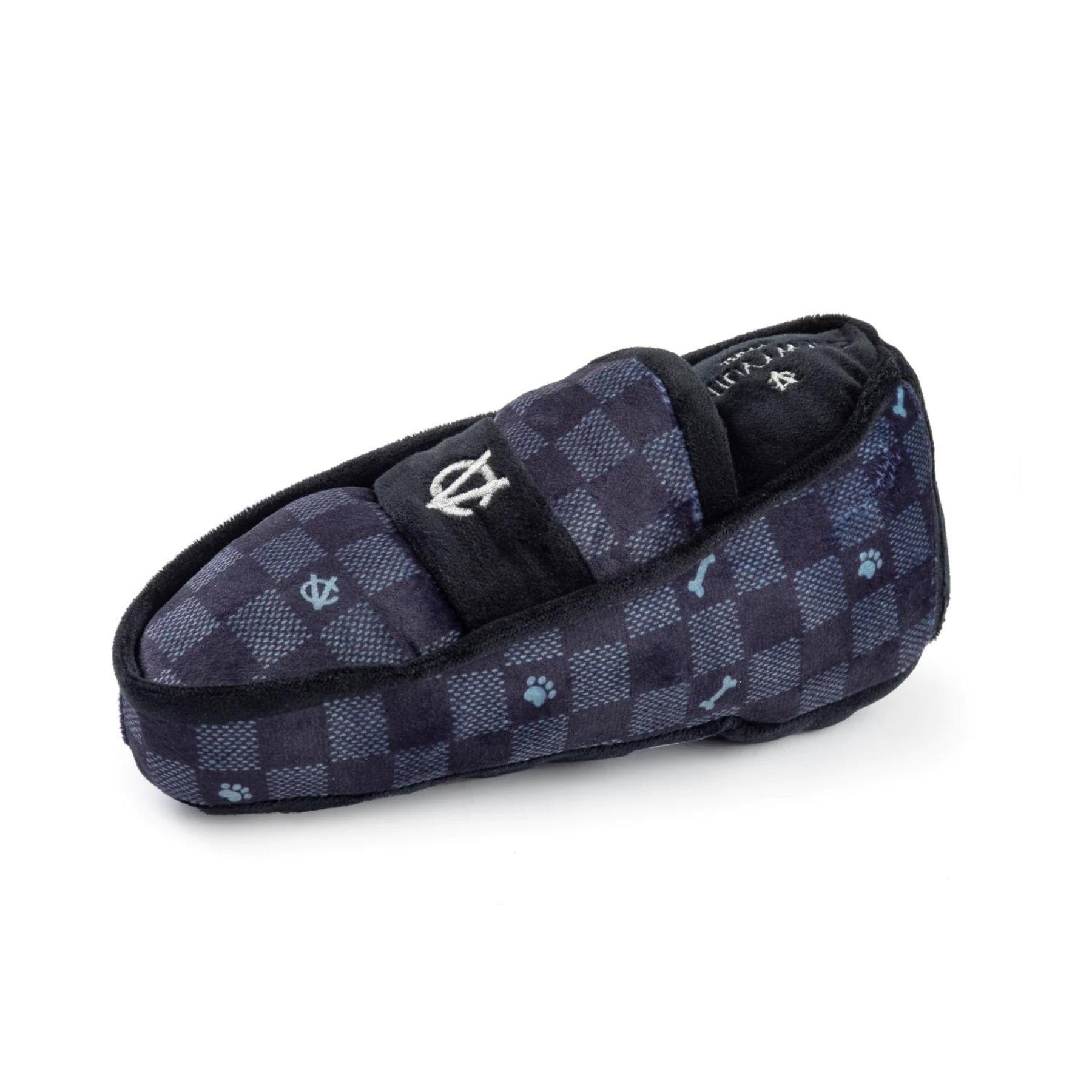 Black Checker Chewy Vuiton Loafer Dog Toy - Pooch Luxury