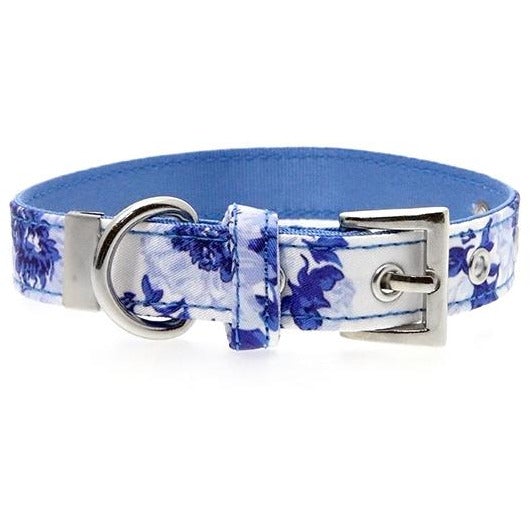 Blue Floral Bouquet Fabric Collar - Pooch Luxury