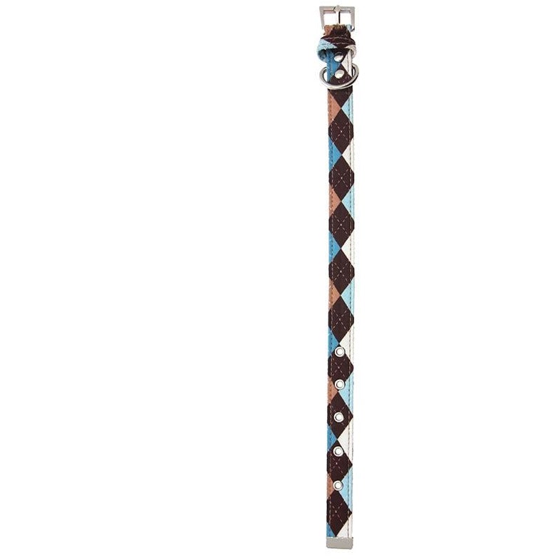 Brown & Blue Argyle Collar - Pooch Luxury
