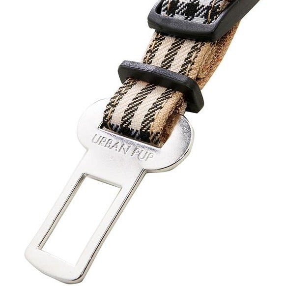 Brown Checked Tartan Seat Belt Restraint - Pooch Luxury