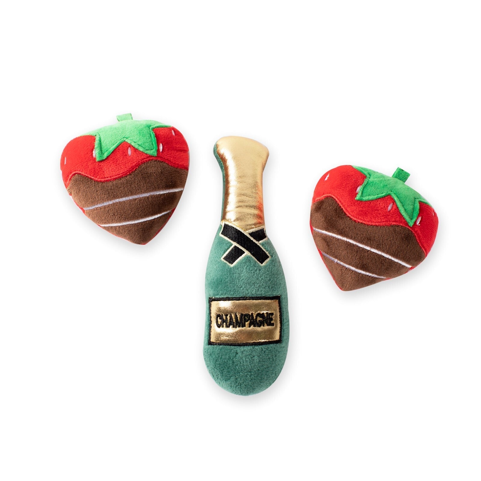 Champagne and Strawberries 3 Piece Small Dog Toy Set Pooch Luxury