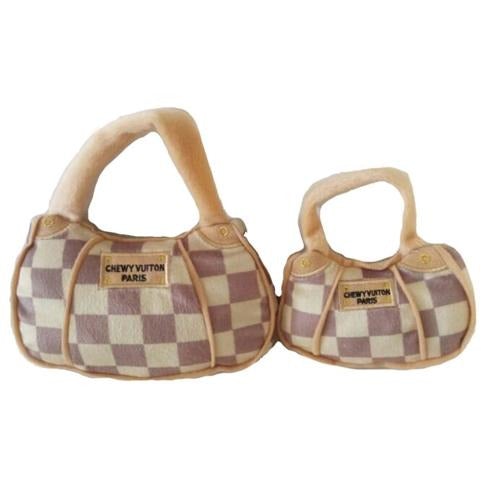 Checker Chewy Vuiton Bag Plush Toy - Pooch Luxury