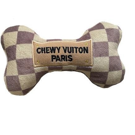 Chewy Vuiton Checker Bone Toy - Pooch Luxury
