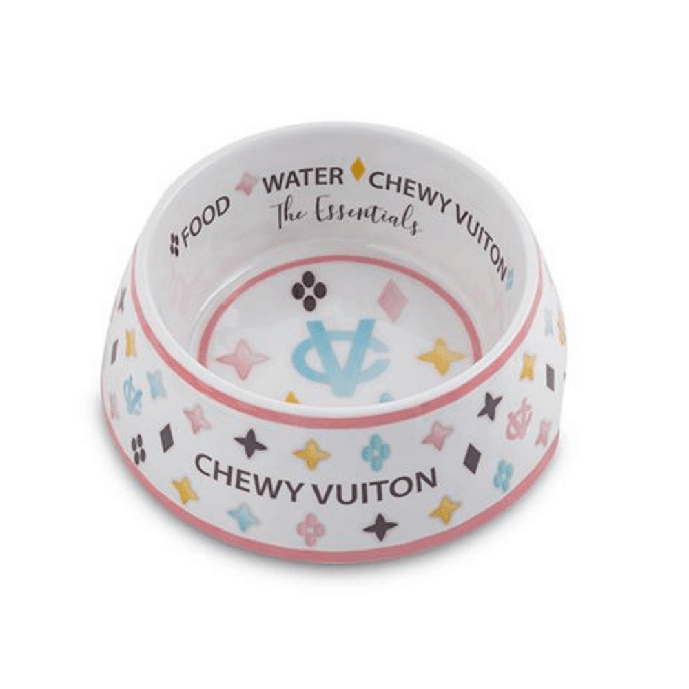 Chewy Vuiton Dog Bowl (White) - Pooch Luxury
