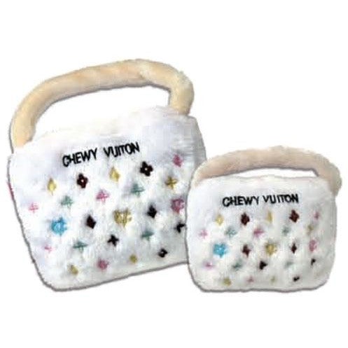 Chewy Vuiton White Handbag Dog Toy - Pooch Luxury