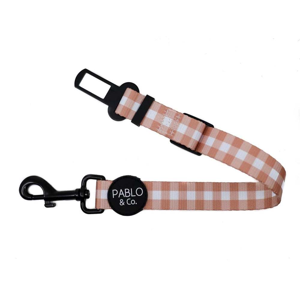 Chocolate Gingham Adjustable Car Restraint - Pooch Luxury