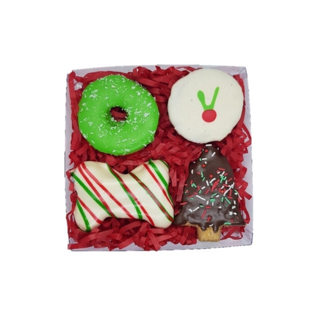 Christmas Dog Treat Gift Box - Mixed Christmas Cookie - 4 pce - Pooch Luxury