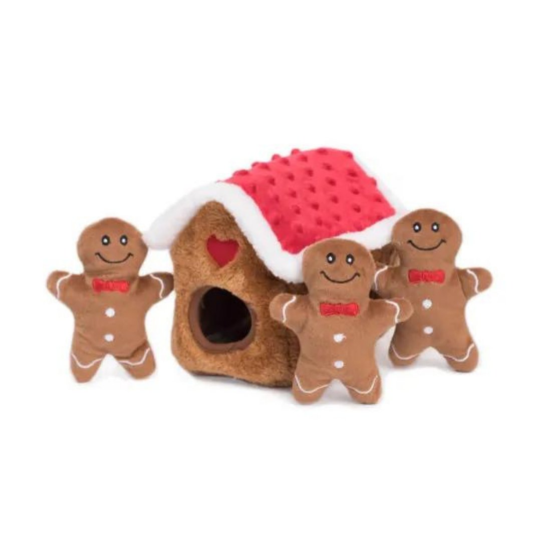 Christmas Holiday Burrow Dog Toy - Gingerbread House - Pooch Luxury