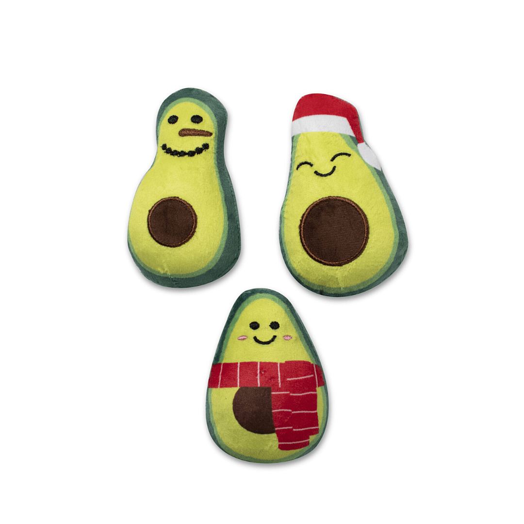 Christmas Minis Holiday Avocados 3 - Piece Plush Dog Toys Set - Pooch Luxury