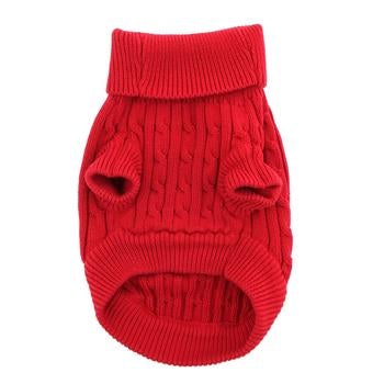 
                  
                    Combed Cotton Cable Knit Sweater - Fiery Red - Pooch Luxury
                  
                