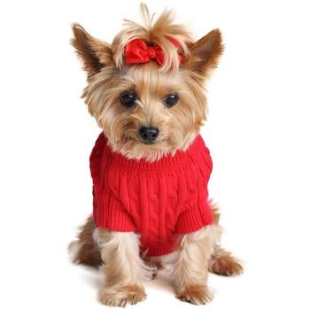 
                  
                    Combed Cotton Cable Knit Sweater - Fiery Red - Pooch Luxury
                  
                