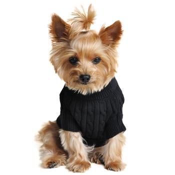 
                  
                    Combed Cotton Cable Knit Sweater - Jet Black - Pooch Luxury
                  
                