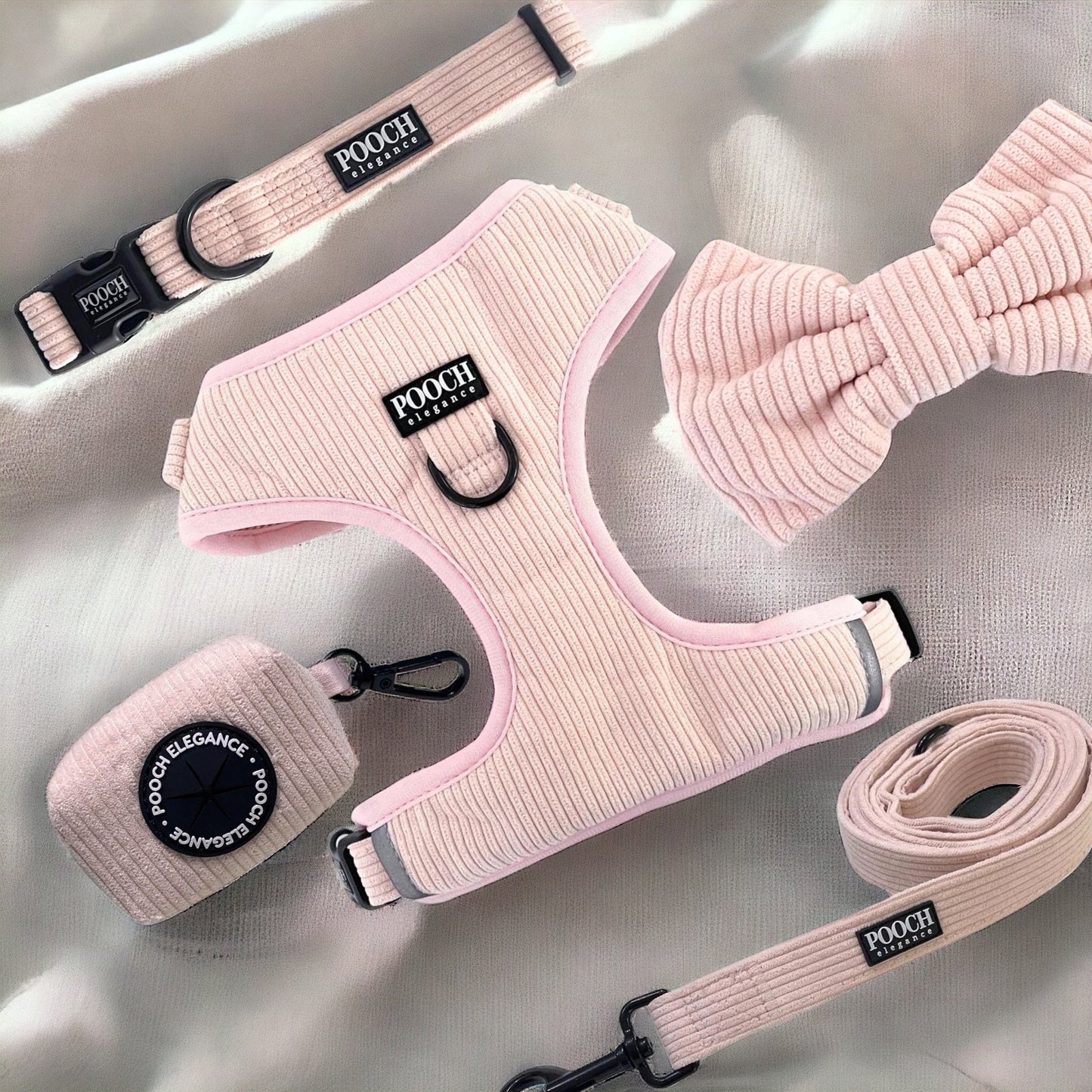 Corduroy Adjustable Harness - Powdered Pink - Pooch Luxury