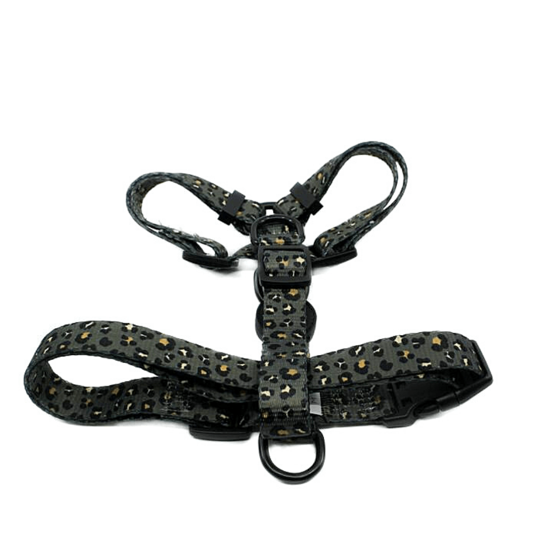 Dog Strap Harness - Khaki Leopard - Pooch Luxury