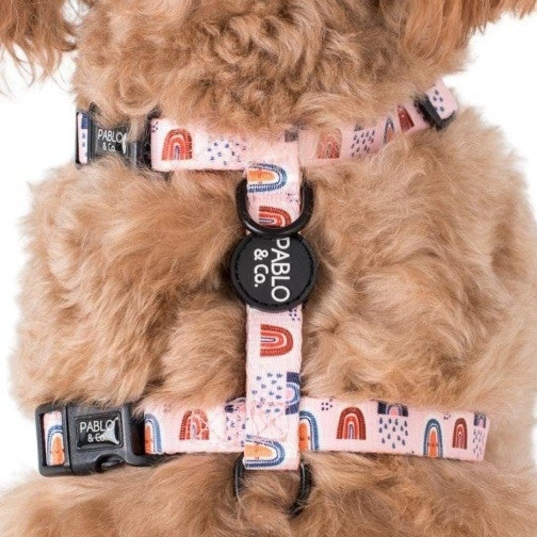 Dog Strap Harness - Pink Rainbows - Pooch Luxury
