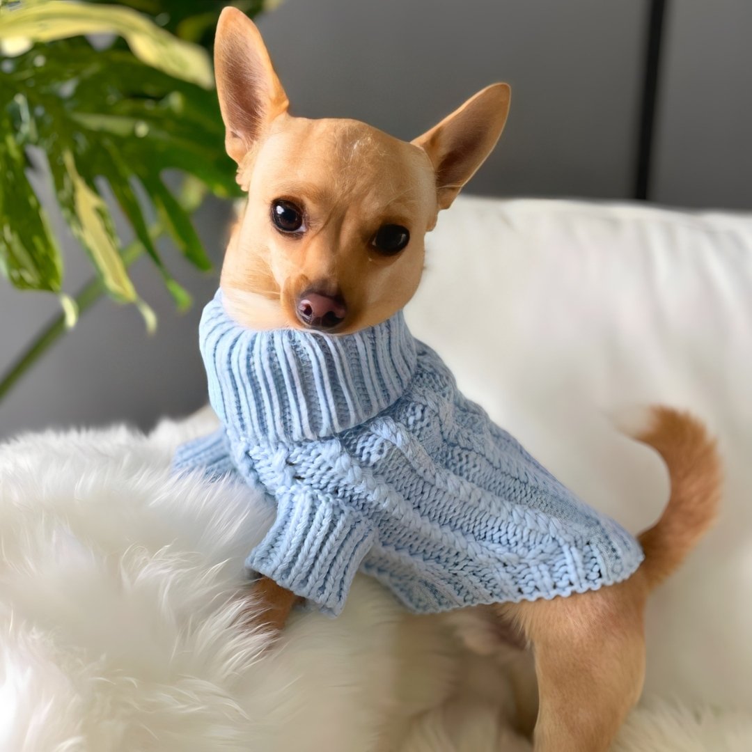 Dog Sweater - Frosty Blue - Pooch Luxury