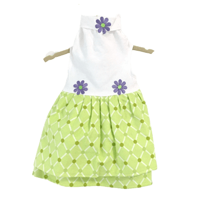 Double Green Print Flannel Dress - Pooch Luxury