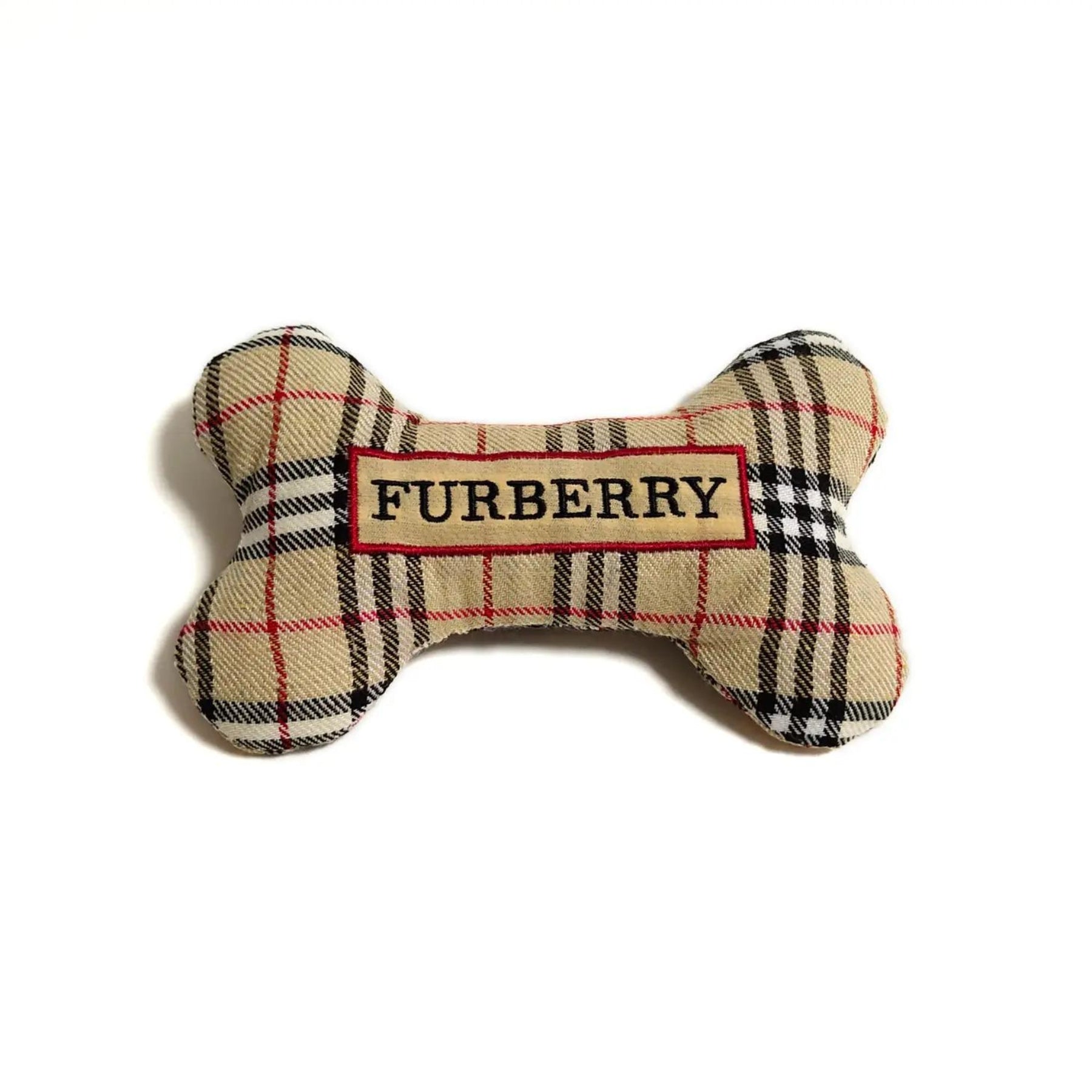 Furberry Bone Parody Plush Dog Toy - Pooch Luxury