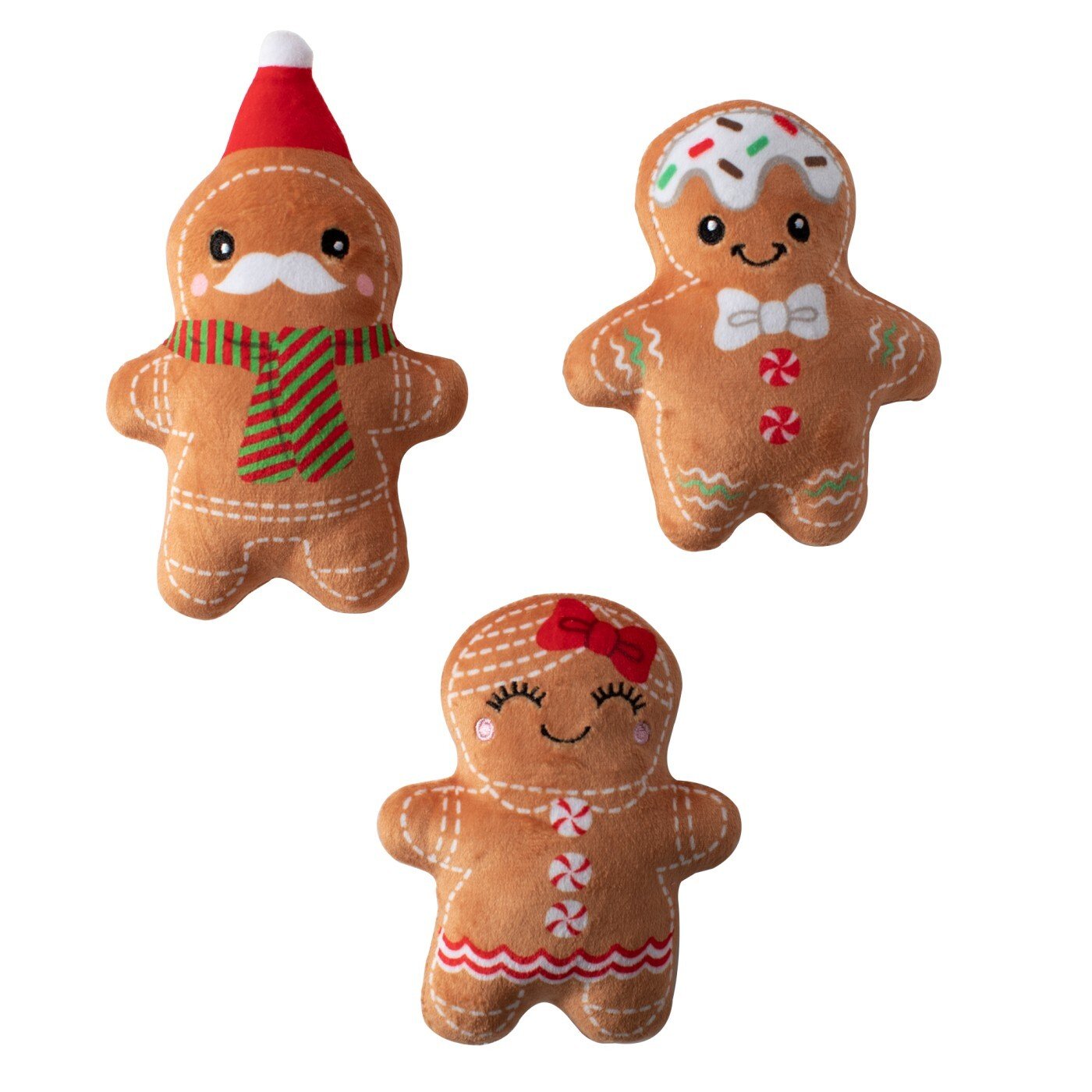 Gingerbread Everything - 3 Piece Dog Toy Set - Pooch Luxury