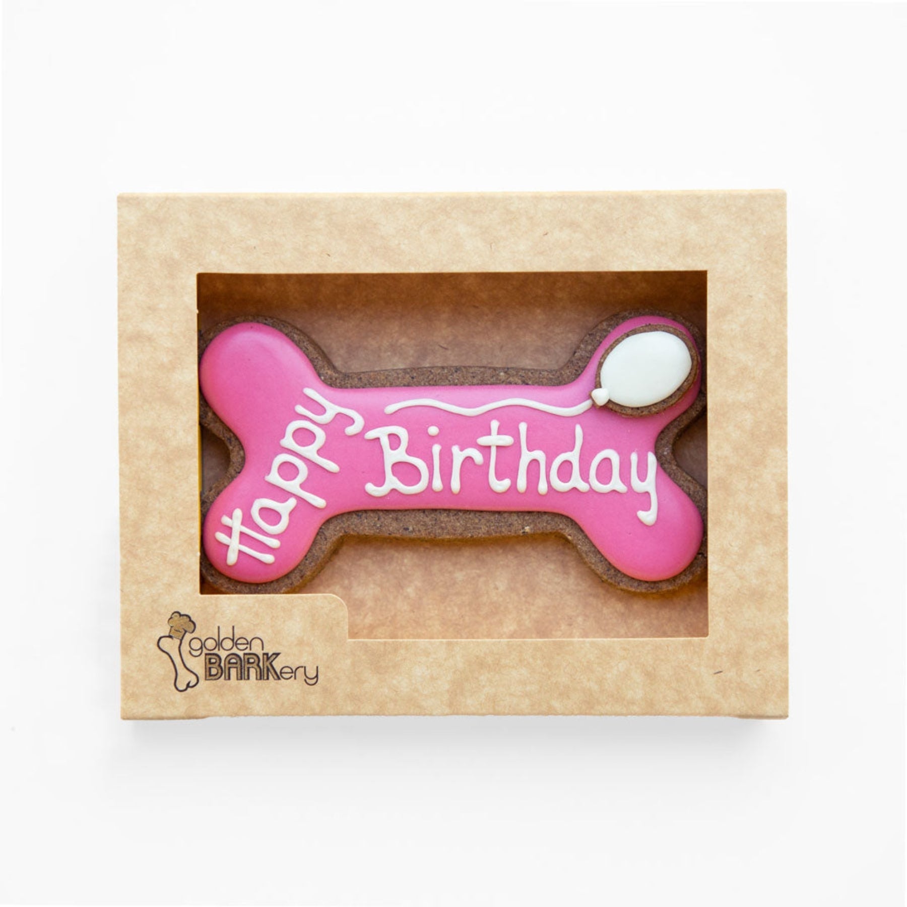 golden BARKery Dog Biscuits - Happy Birthday Bone Pink - Pooch Luxury