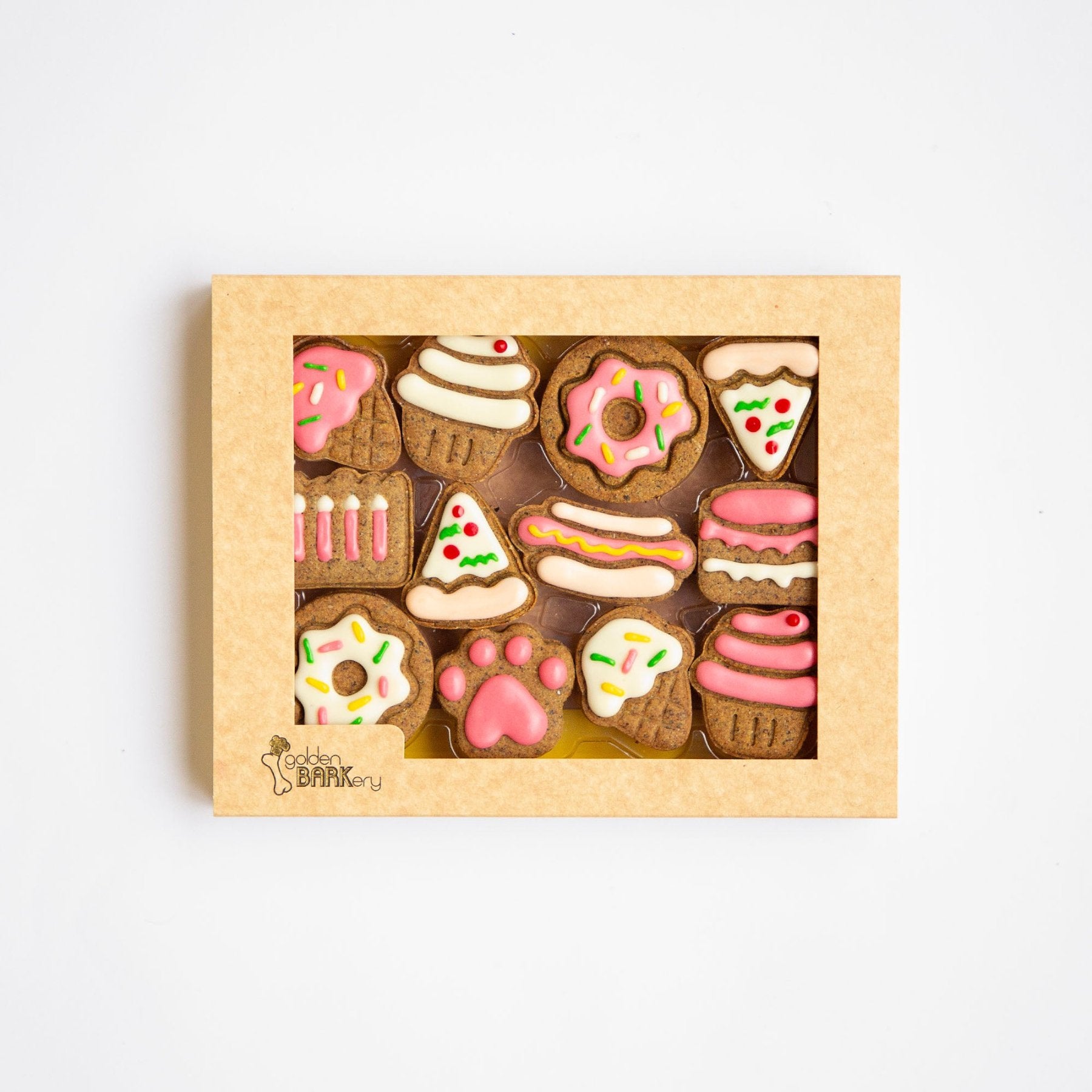 golden BARKery Dog Biscuits - Pink Celebration Box - Pooch Luxury