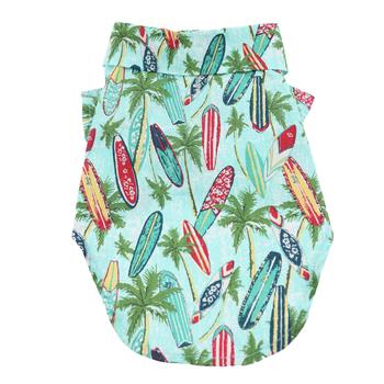 Hawaiian Camp Shirt - Surfboards and Palms - Pooch Luxury