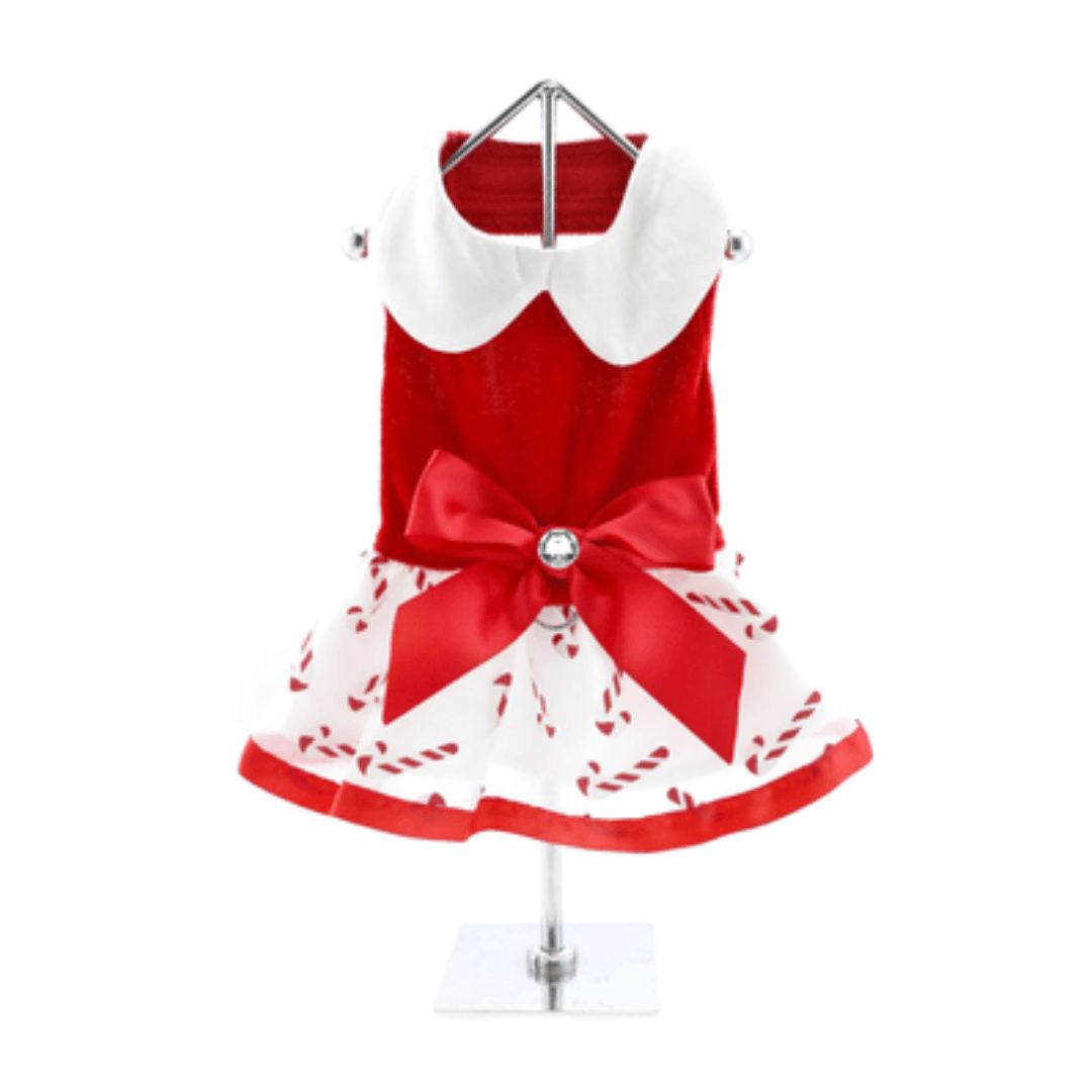 Holiday Dog Harness Dress - Candy Canes - Pooch Luxury