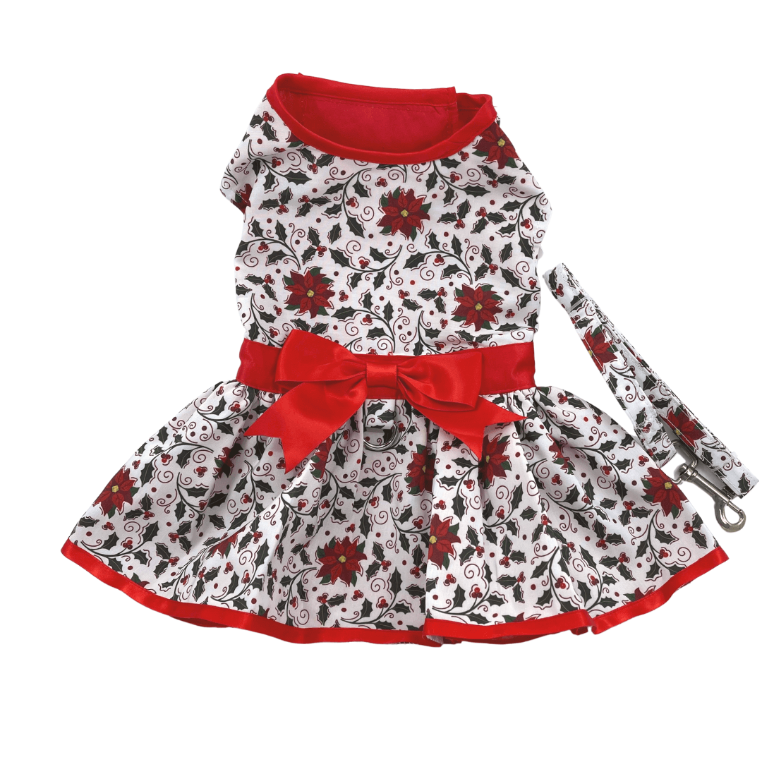 Holiday Dog Harness Dress - Holly - Pooch Luxury