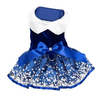 Holiday Dog Harness Dress - Snowflakes - Pooch Luxury