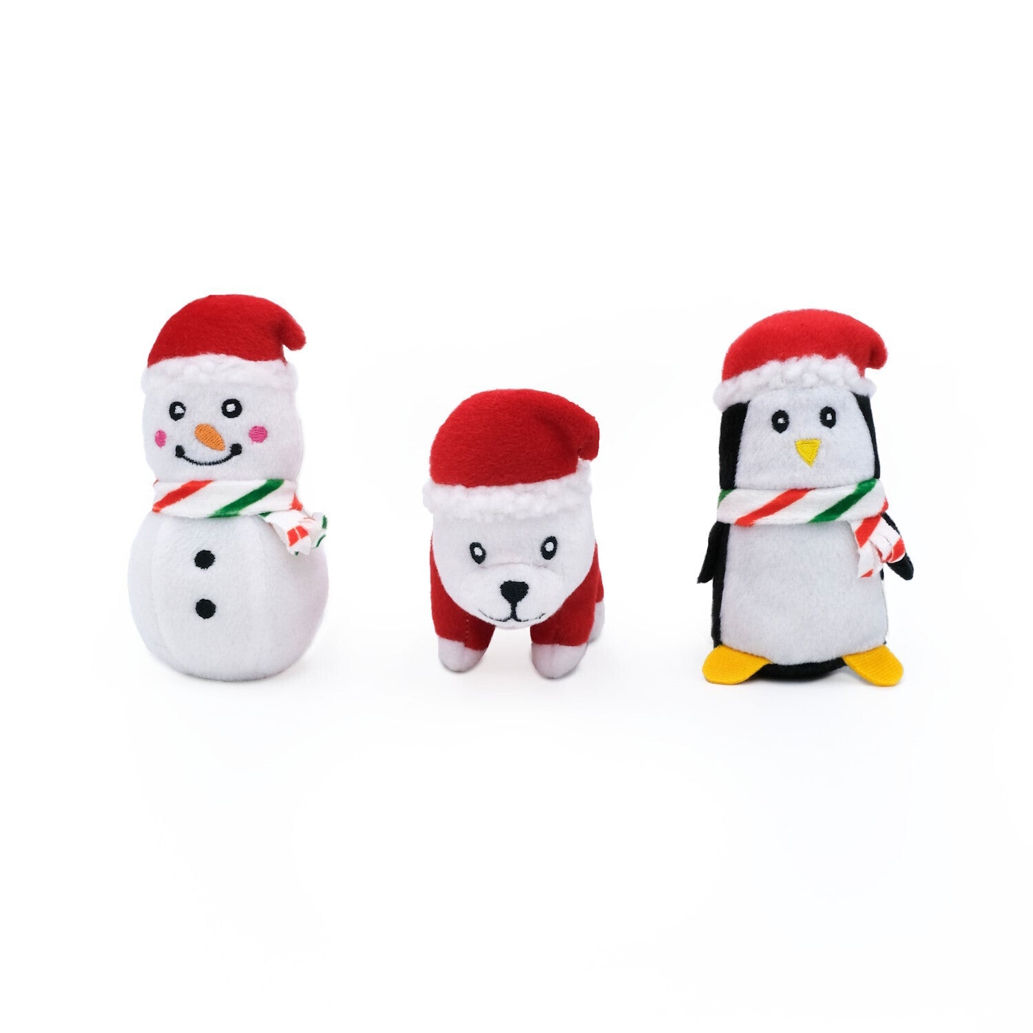 Holiday Miniz Plush Squeaker Dog Toys - Festive Animals 3-Pack - Pooch Luxury