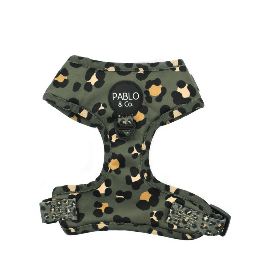 Khaki Leopard Adjustable Harness - Pooch Luxury
