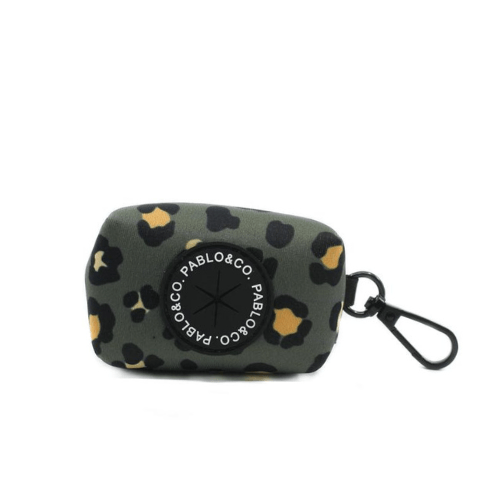 Khaki Leopard Poop Bag Holder - Pooch Luxury