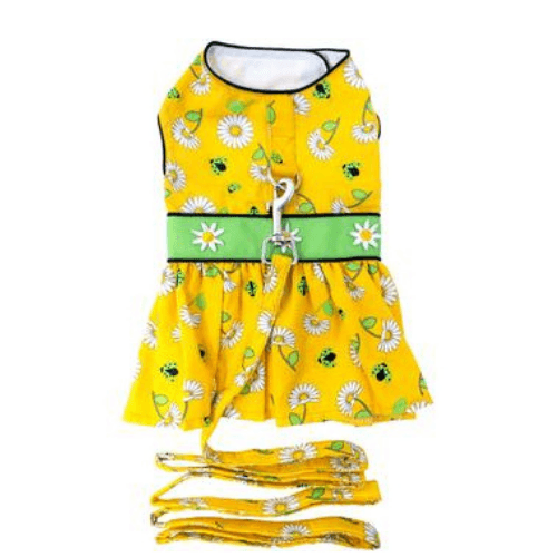 Ladybugs and Daisies Dress with Matching Leash - Pooch Luxury