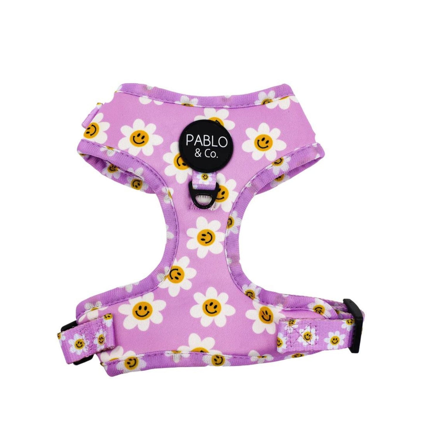 Lilac Smiley Flowers Adjustable Dog Harness - Pooch Luxury