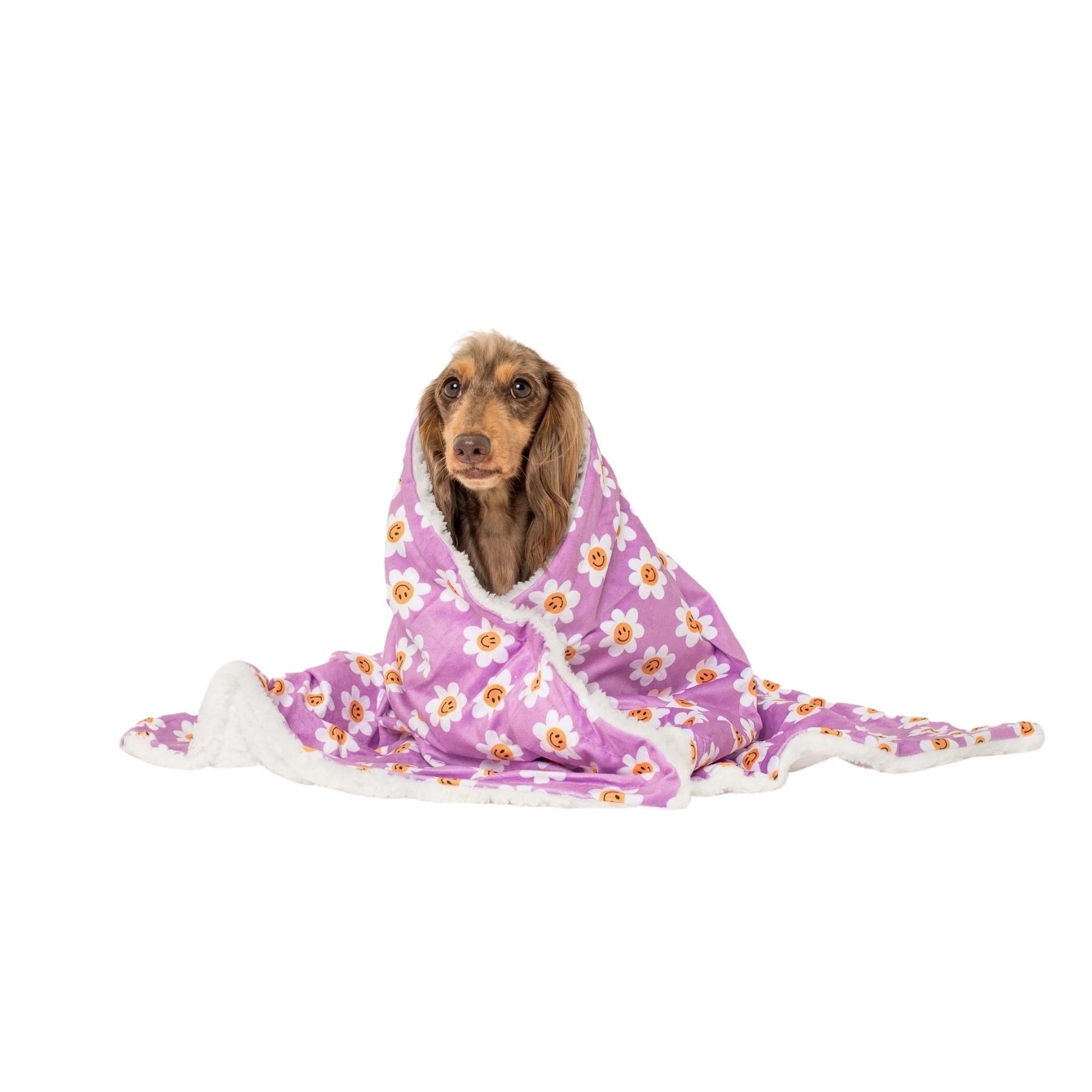 Lilac Smiley Flowers Dog Blanket (COMING SOON) - Pooch Luxury