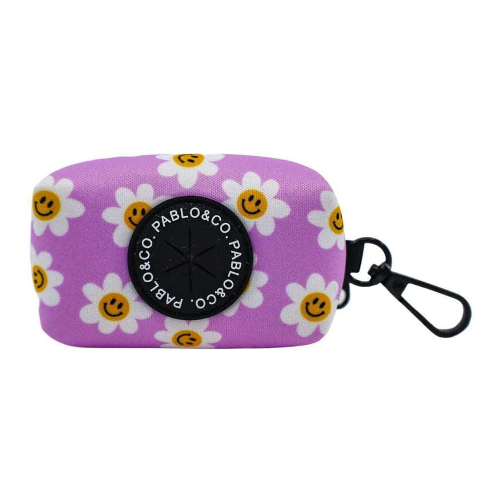 Lilac Smiley Flowers Poop Bag Holder - Pooch Luxury