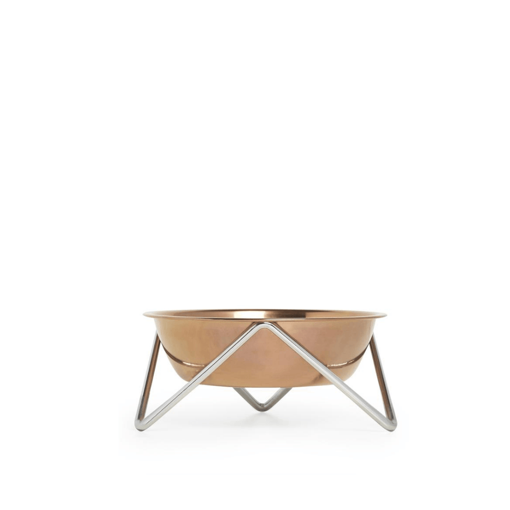 Meow Luxe Bowl - Chrome / Bronze - Pooch Luxury