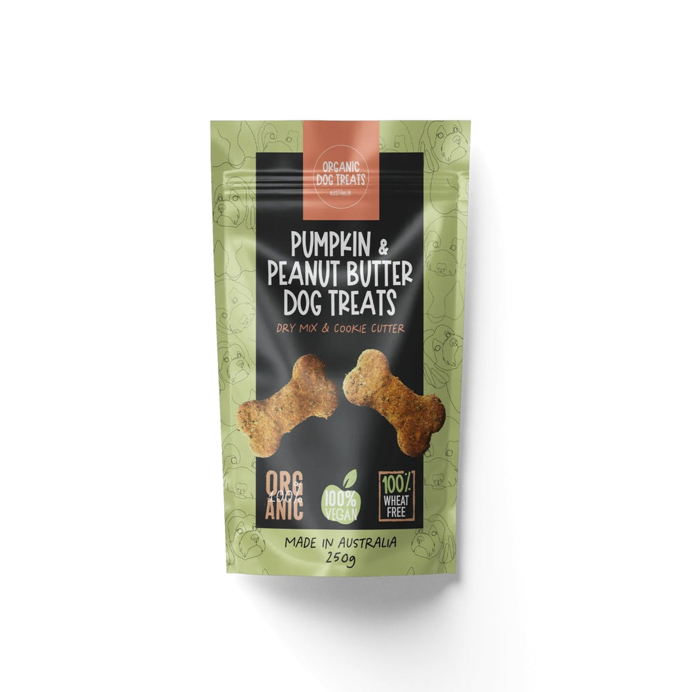 Organic Pumpkin & Peanut Butter Dog Treat Packet Mix & Cookie Cutter - Make at Home Kit - Pooch Luxury