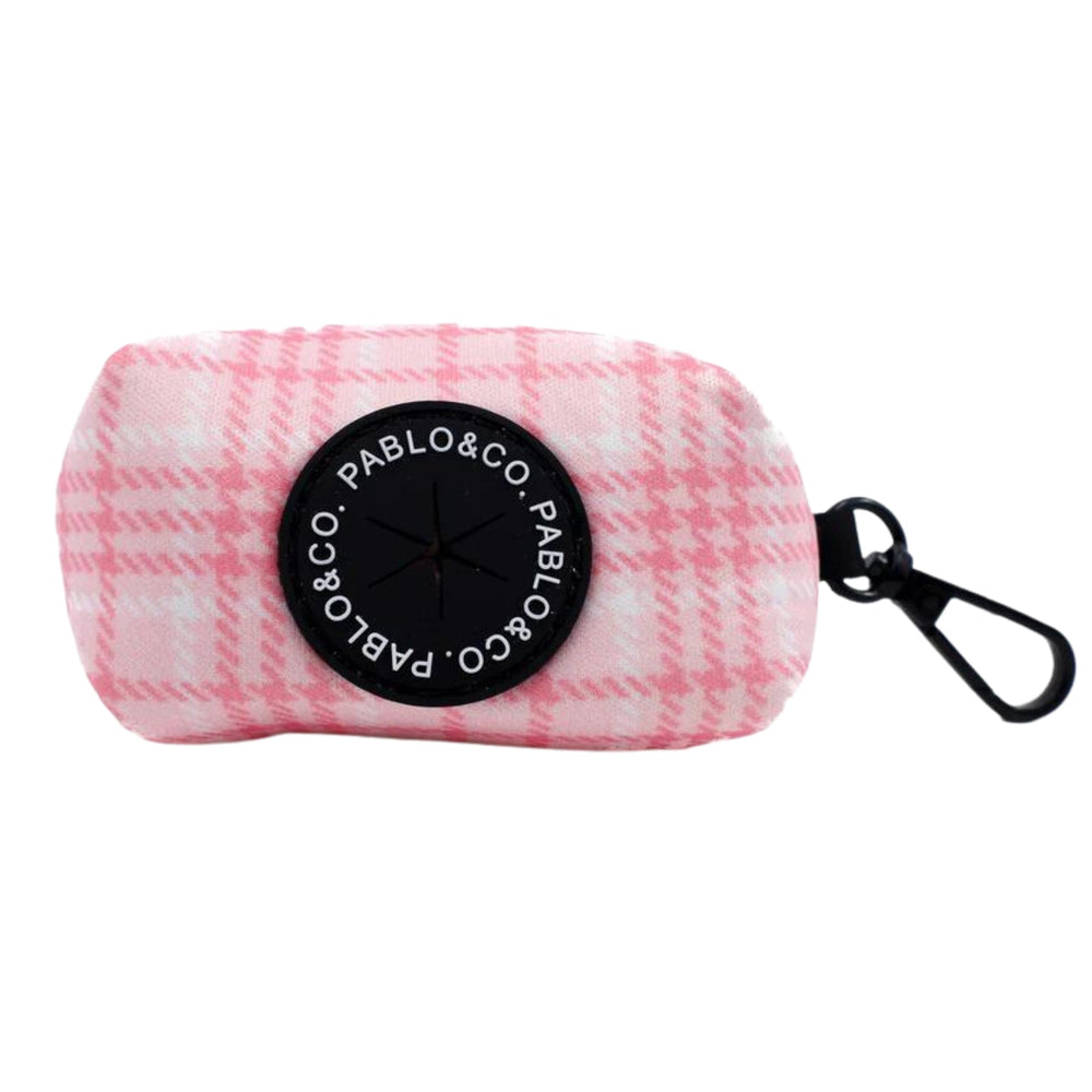 Pink Houndstooth Poop Bag Holder - Pooch Luxury